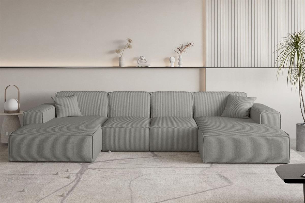 WOHNLANDSCHAFT Celes Premium Xs Scala - Grau, Holzwerkstoff/Textil (342/73/165cm) - Fun Möbel