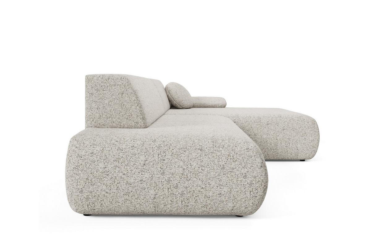 ECKSOFA DELTA R-S Beige Geflochtener Stoff mit Schlaffunktion - Beige, Holz (286/173.5cm) - MASSENO