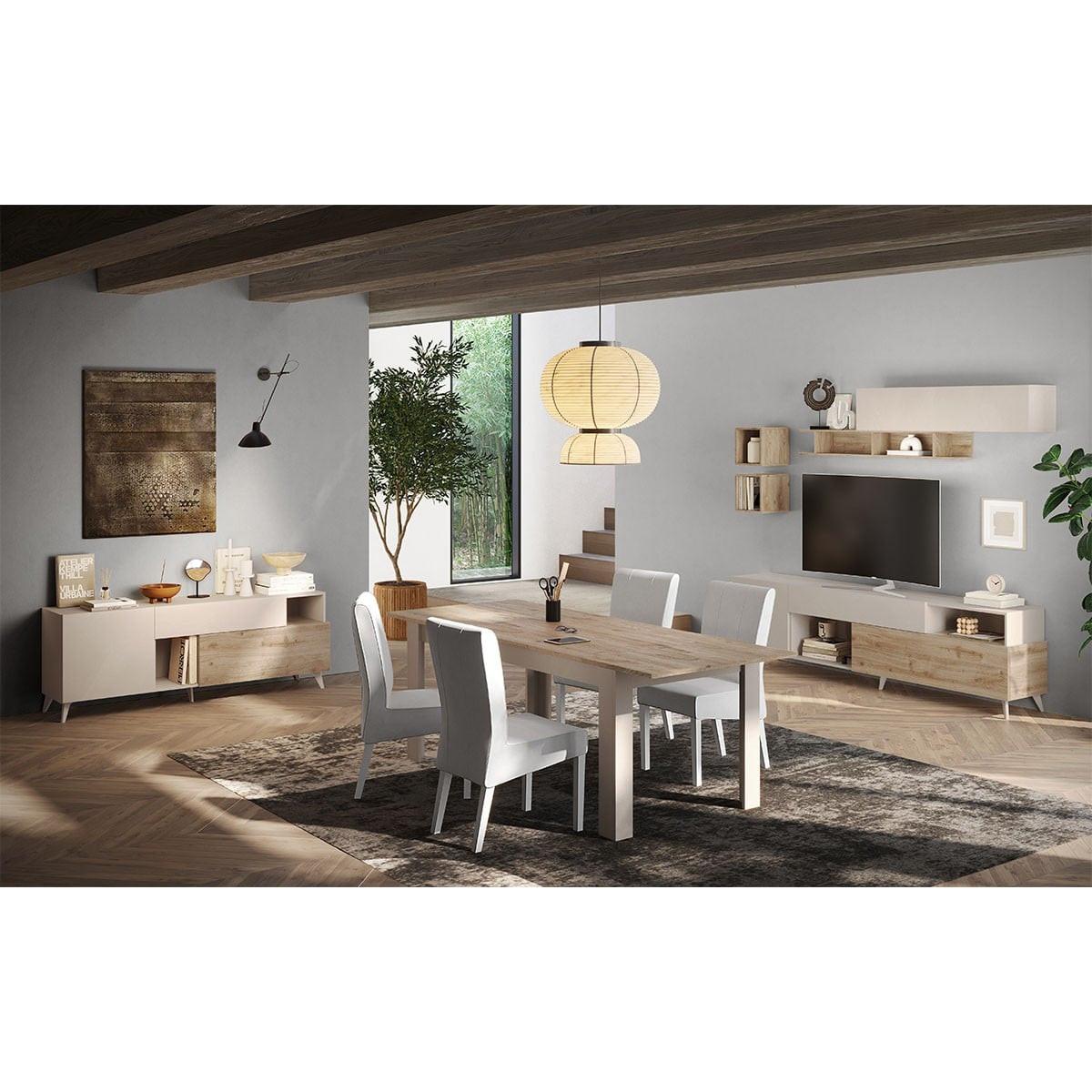 TV-MÖBEL mit 2 Türen, 1 Schublade und 2 Nischen - Mala - 181/43/67 cm - Beige, Holzwerkstoff (43/67/43cm) - Calicosy