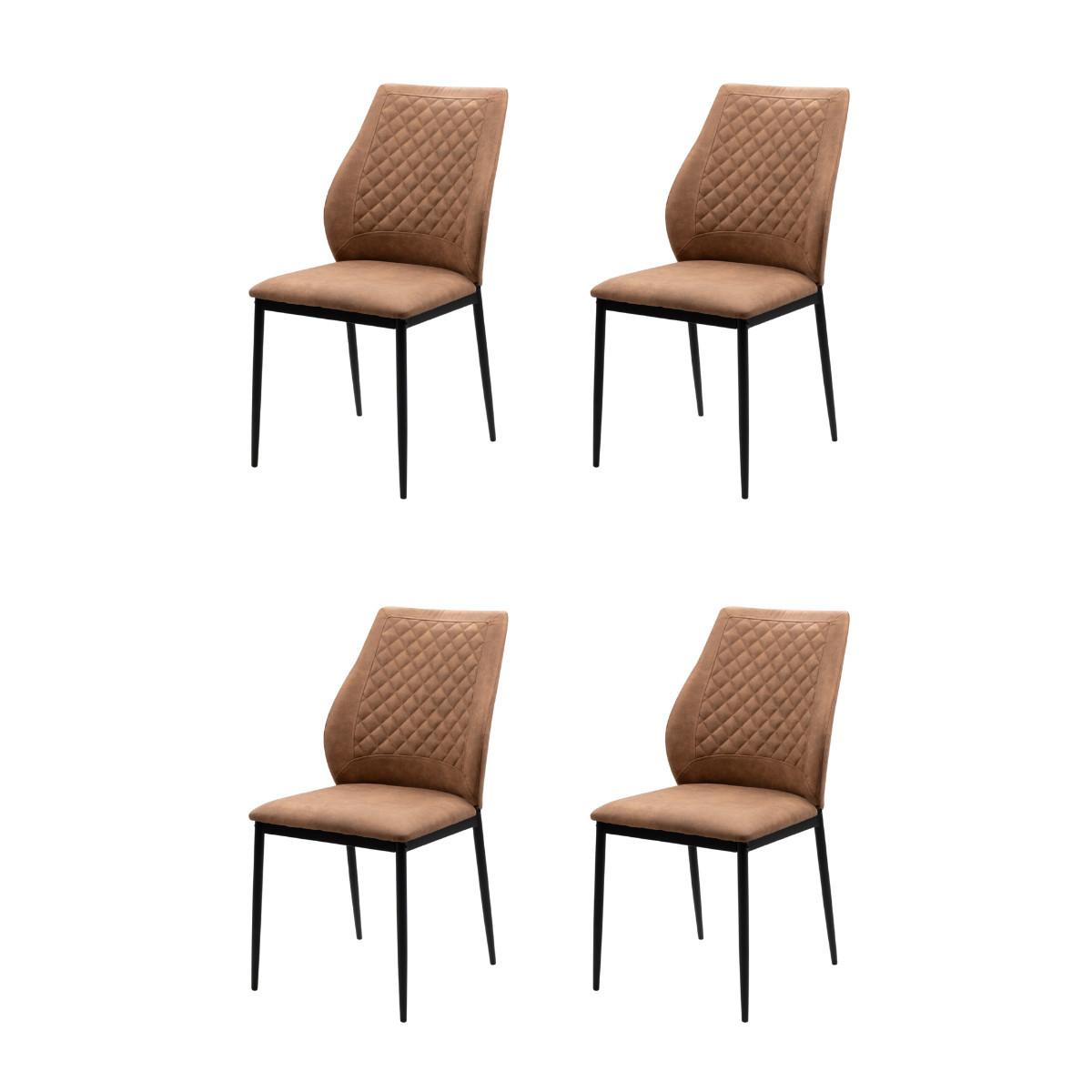 ESSZIMMERSTÜHLE STOFF MIT METALLGESTELL 4er set 45/90/45 cm - Braun, Metall (45/90/48cm) - Calicosy
