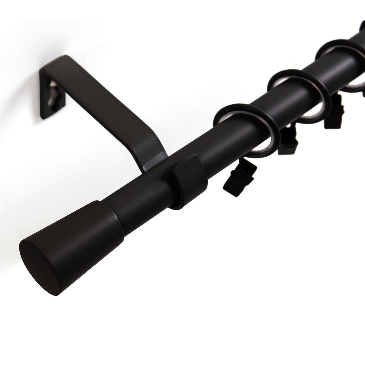 GARDINENSTANGE 1-lauf Wandmontage Kegel 140cm - Schwarz, Metall (140cm) - Deco-Raum