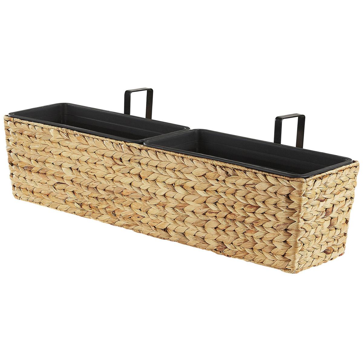 BLUMENTOPF sandbeige rechteckig 80/20/18 cm Kawala - Beige, Naturmaterialien (20cm) - Beliani