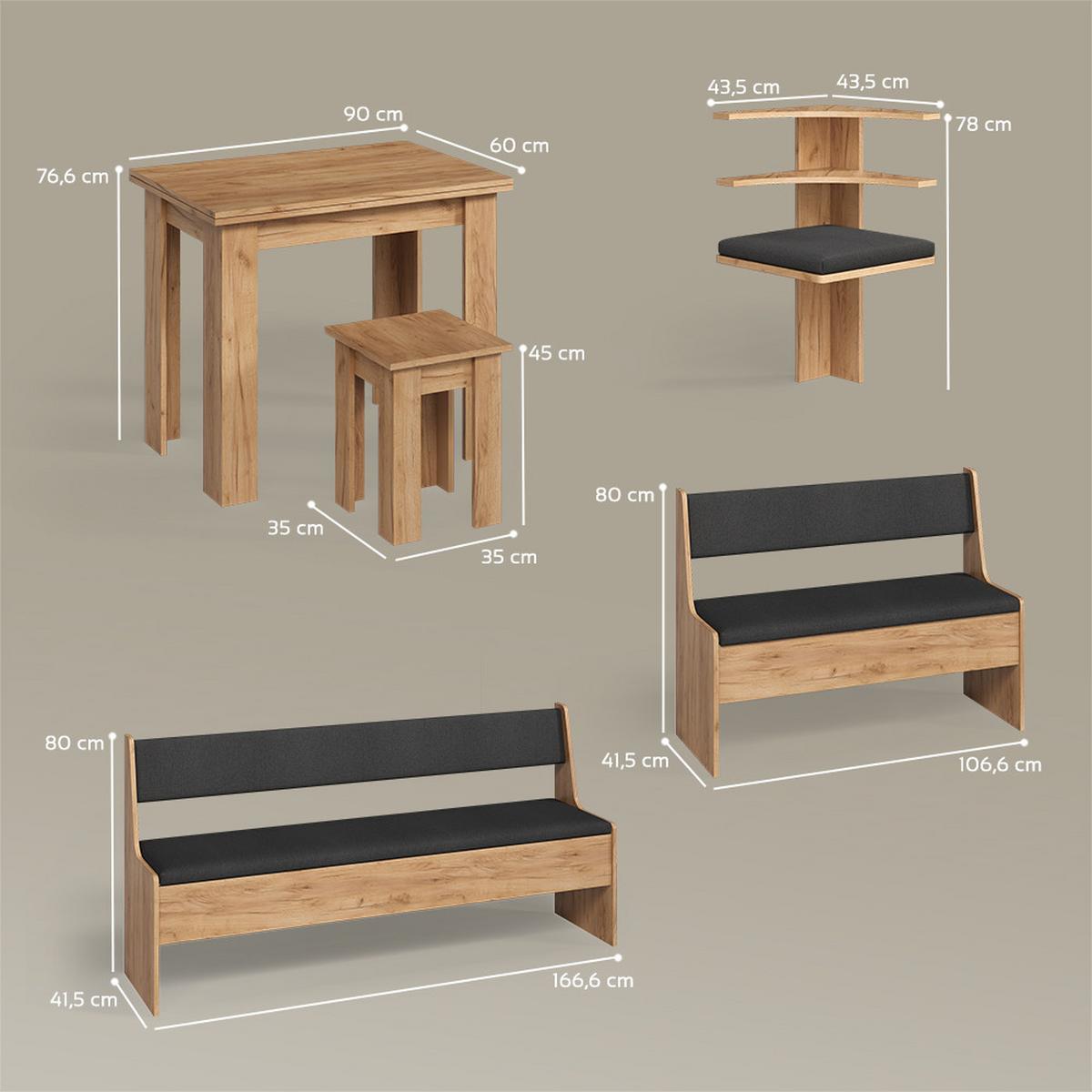 ECKBANKGRUPPE Tiberio Goldkraft Eiche 210 x 150 cm mit Tisch - Honigeiche, Holzwerkstoff (210/80/150cm) - Livinity®