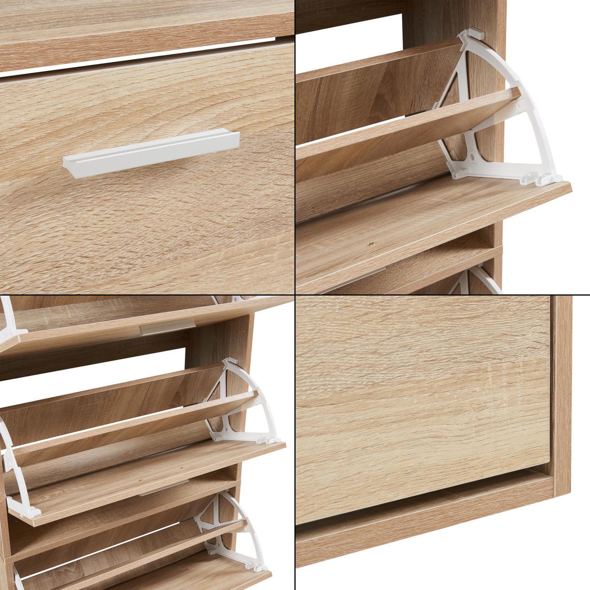 SCHUHSCHRANK Sykkylven - Sonoma Eiche, Holzwerkstoff (60/134/24cm) - [en.casa]
