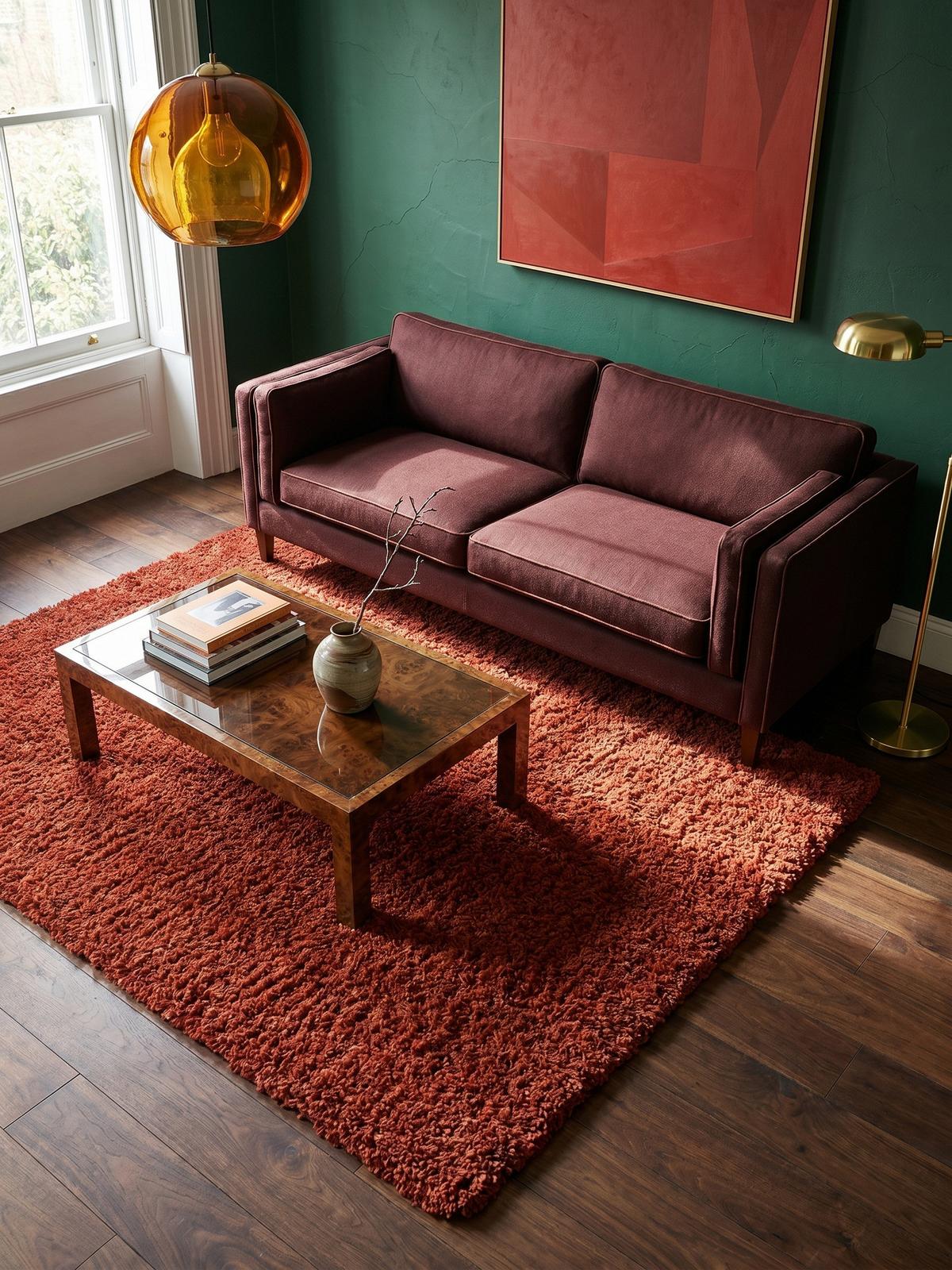 HOCHFLORTEPPICH RHEIN, einfarbig, aus Polypropylen, Terrakotta, 120 x 170 cm - Orange, Textil (170/120cm) - KADIMA DESIGN