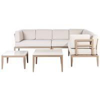 LOUNGE-SET 6-Sitzer sandbeige rechtsseitig modular Auflagen hellbeige Rima III - Beige, Metall - Beliani