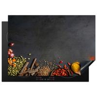 HERDABDECKPLATTE Kräuter - Lebensmittel - Gewürze - Schwarz - Paprika - Zimt Herdabdeckung Induktionsfeld 75x52 cm - Currygelb, Kunststoff (75/52/0.2cm) - MuchoWow