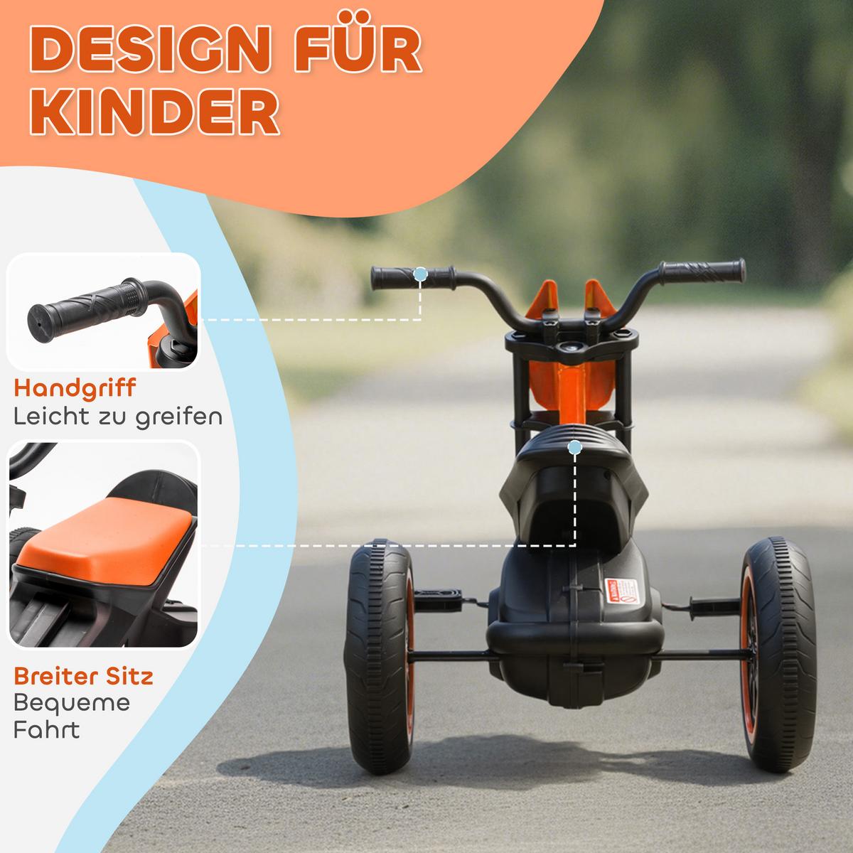 DREIRAD, Kinderfahrrad, Laufrad, Kinderrad mit Pedal für Kinder 18-36 Monaten - Orange, Metall (79/44/50cm) - AIYAPLAY