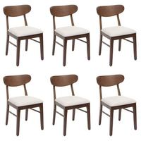 ESSZIMMERSTUHL Braun, Cremeweiß 6er-Set - Creme/Braun, Holz (45/79/49cm) - MCW
