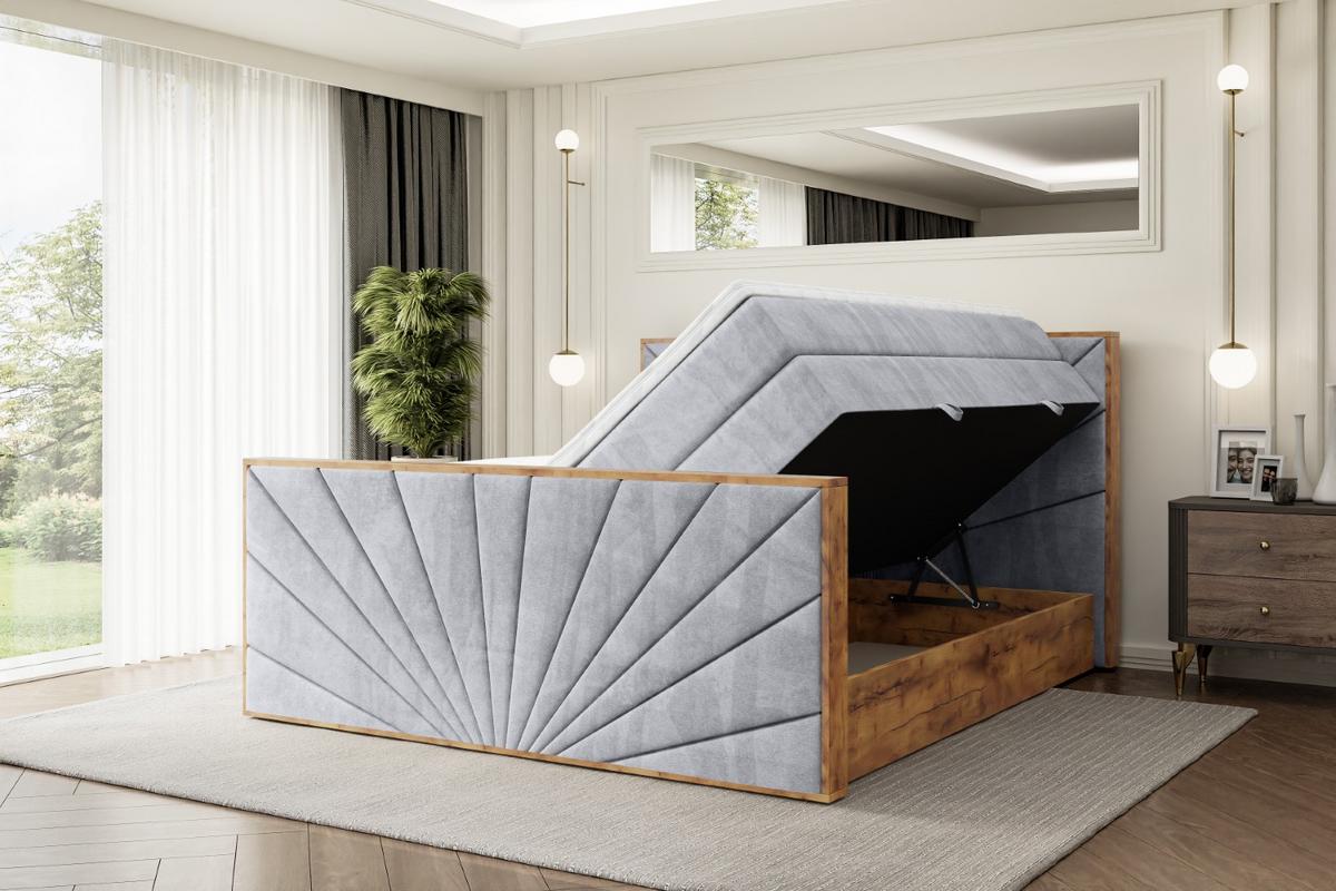 BOXSPRINGBETT mit Matratze H3|H4 und Lattenrost - LOLLI6-Z KING-120x200 - Grau Monolith - Grau, Holzwerkstoff (120/200cm) - ALTDECOR