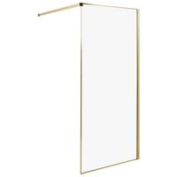 DUSCHWAND 90/190 cm Gold Waspam - Transparent/Goldfarben, Glas (90/190cm) - Beliani