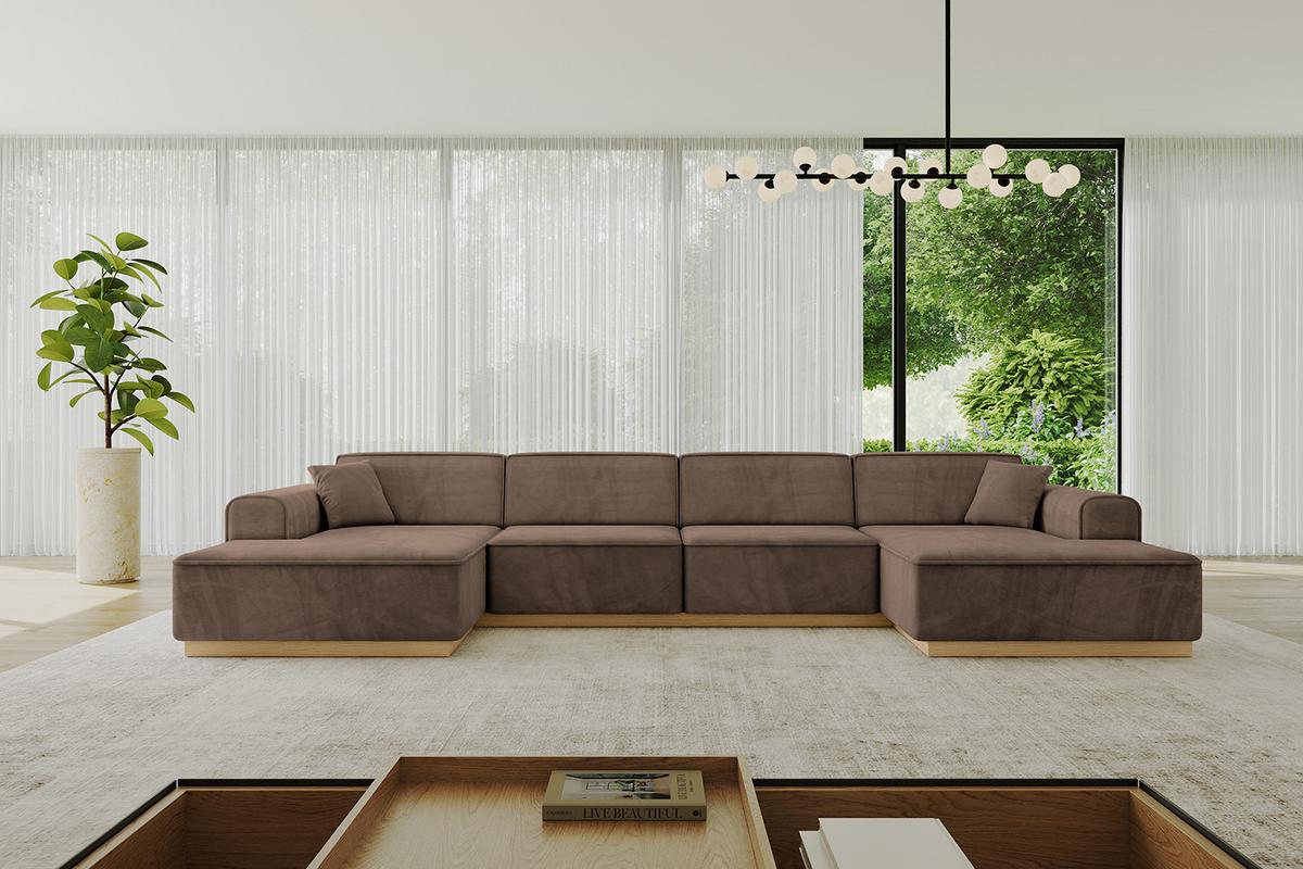 WOHNLANDSCHAFT IREA-U2-v2 - 386x165x80 cm Braun - Braun, Holzwerkstoff/Textil (386/80/165cm) - ALTDECOR
