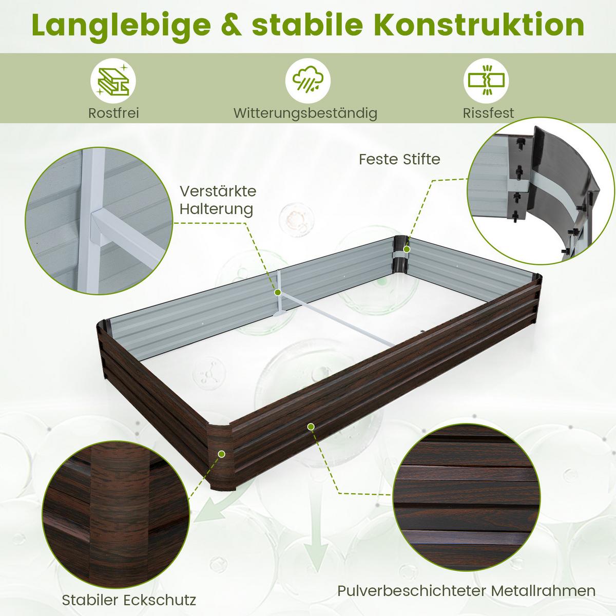 HOCHBEET Braun - Braun, Metall (240/30/120cm) - COSTWAY
