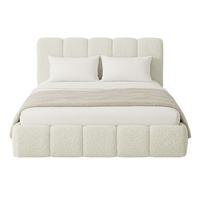 POLSTERBETT Catania 180/200 cm Creme Bouclé inkl Matratze - Creme, Textil (180/200cm) - Juskys