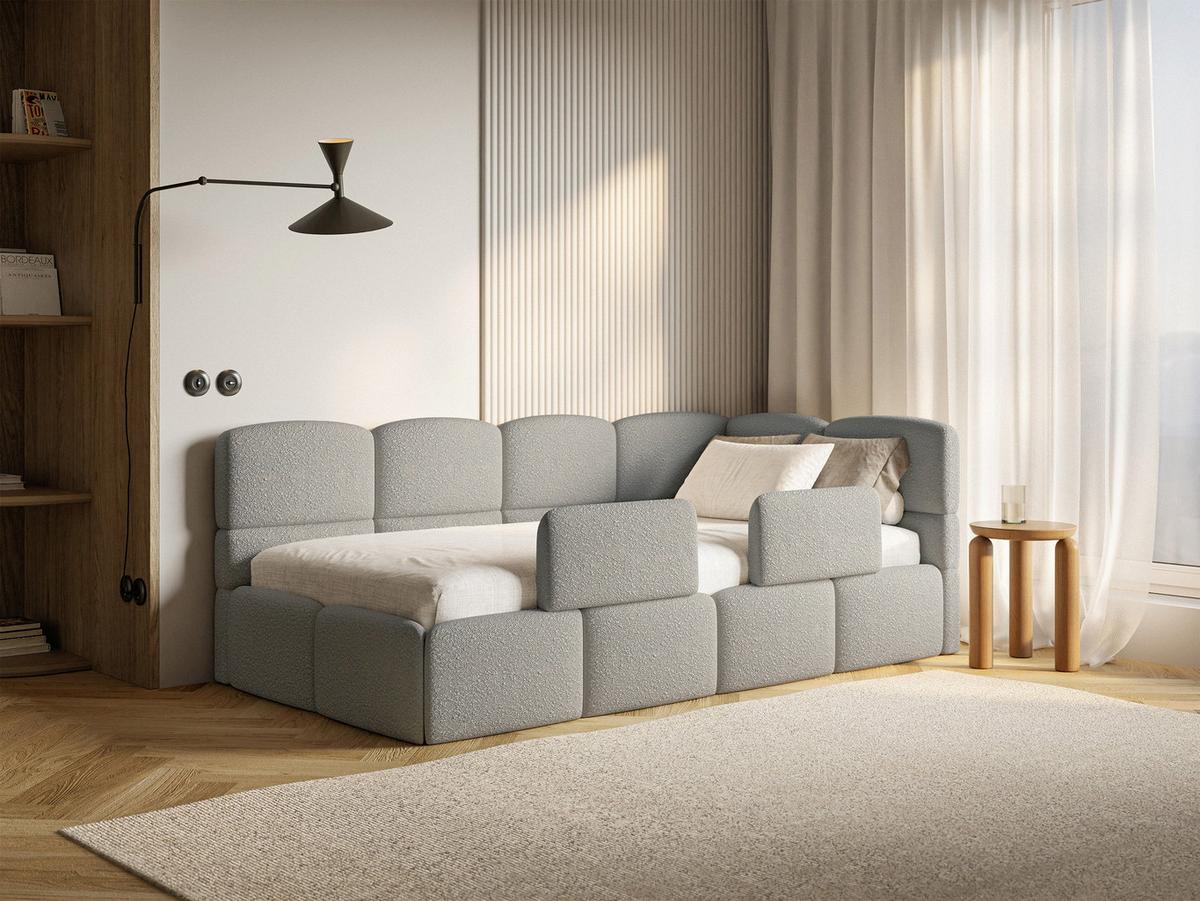 KINDERBETT Cloudy Grau 120 cm, Bouclé - Schwarz/Grau, Kunststoff/Textil (120/200cm) - Selsey