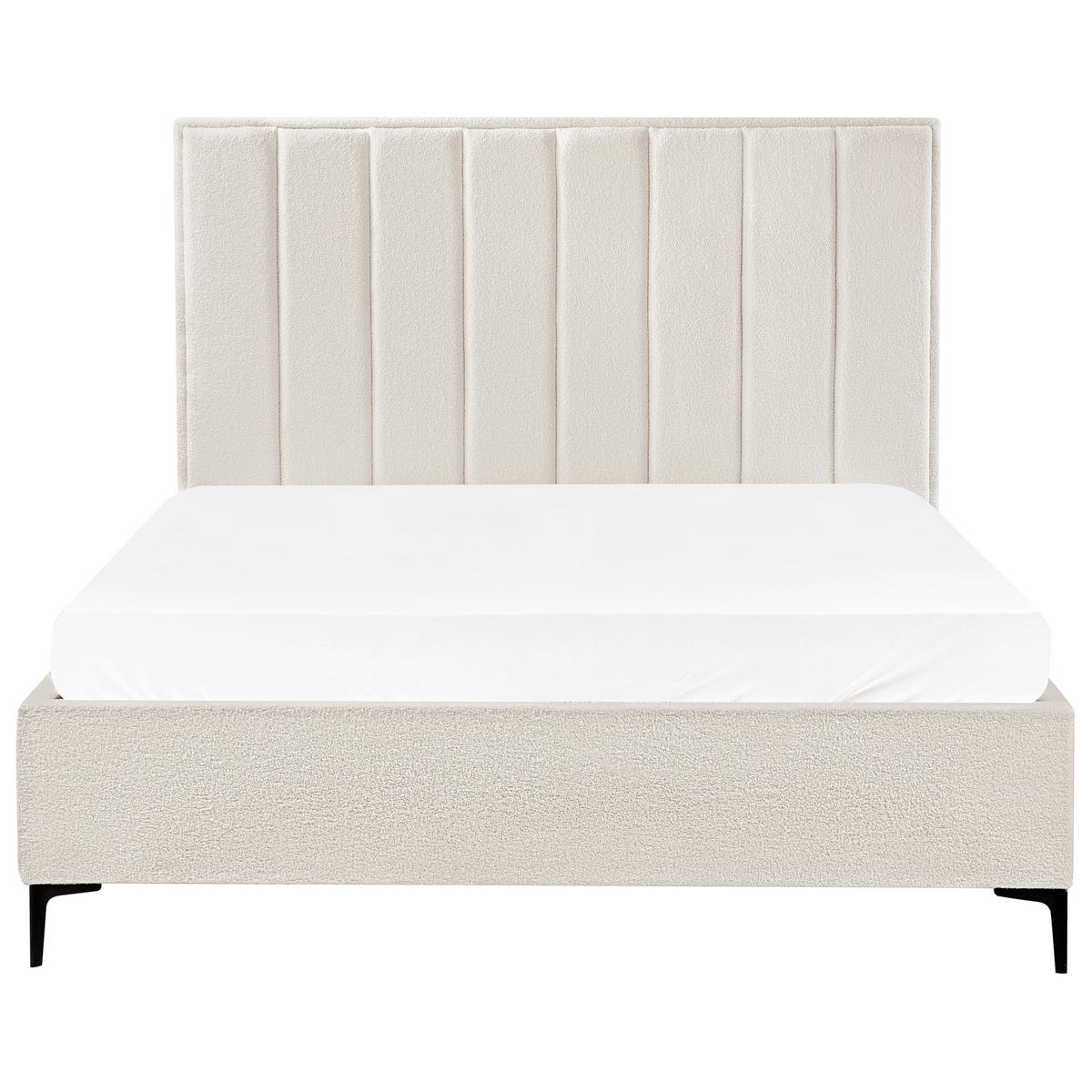 BETT mit Stauraum 160/200 cm Cremeweiß Sezanne - Schwarz/Weiß, Textil (160/200cm) - Beliani
