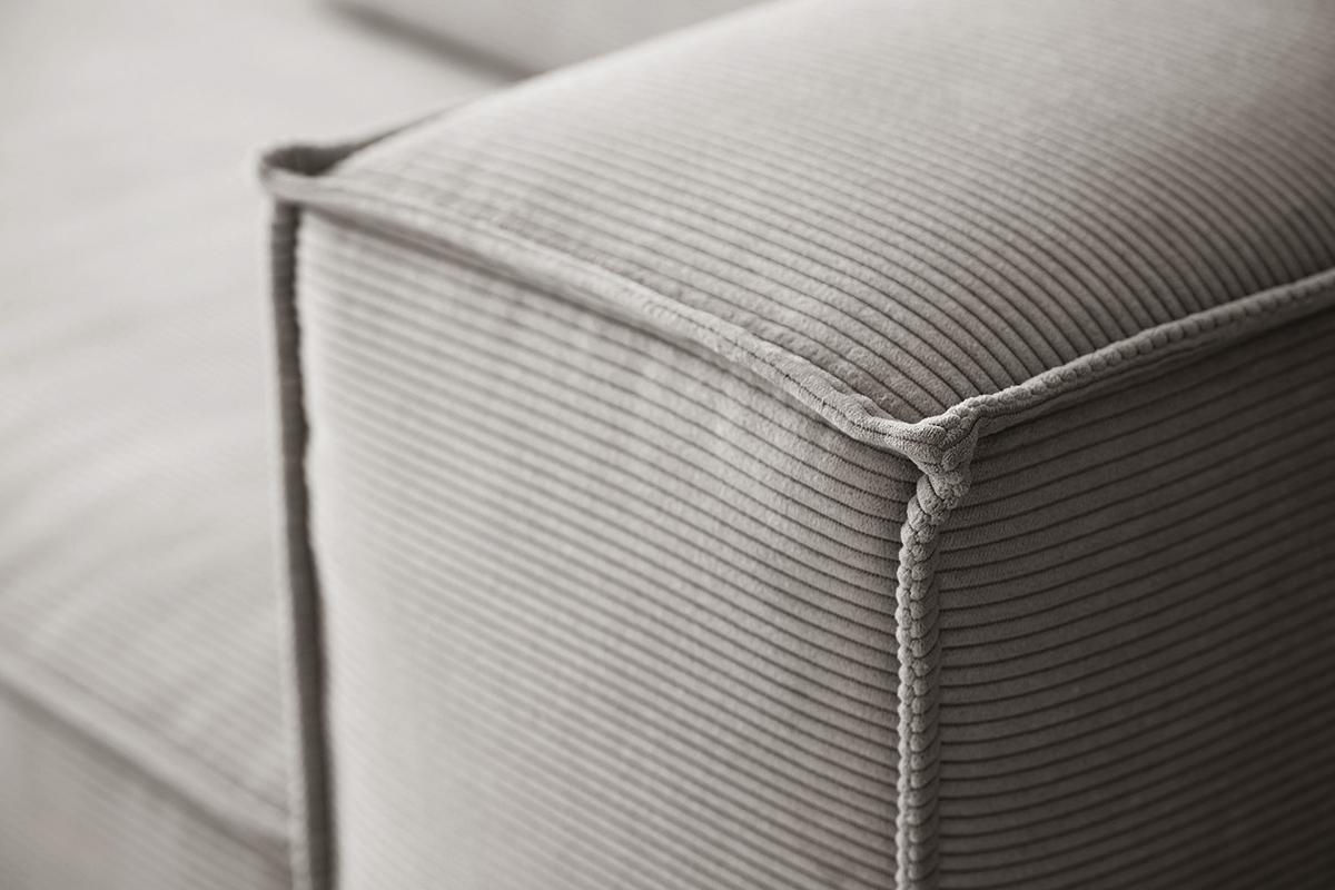 SOFA CARMO Grau Cord - Schwarz/Grau, Kunststoff/Textil (306/68/118cm) - KAWOLA