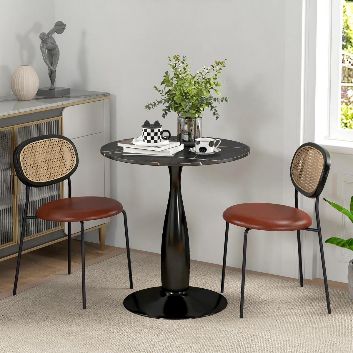ESSTISCH, Runder Küchentisch, Moderner Esszimmertisch mit Stahlgestell Schwarz - Schwarz, Holzwerkstoff (70/70/74cm) - HOMCOM