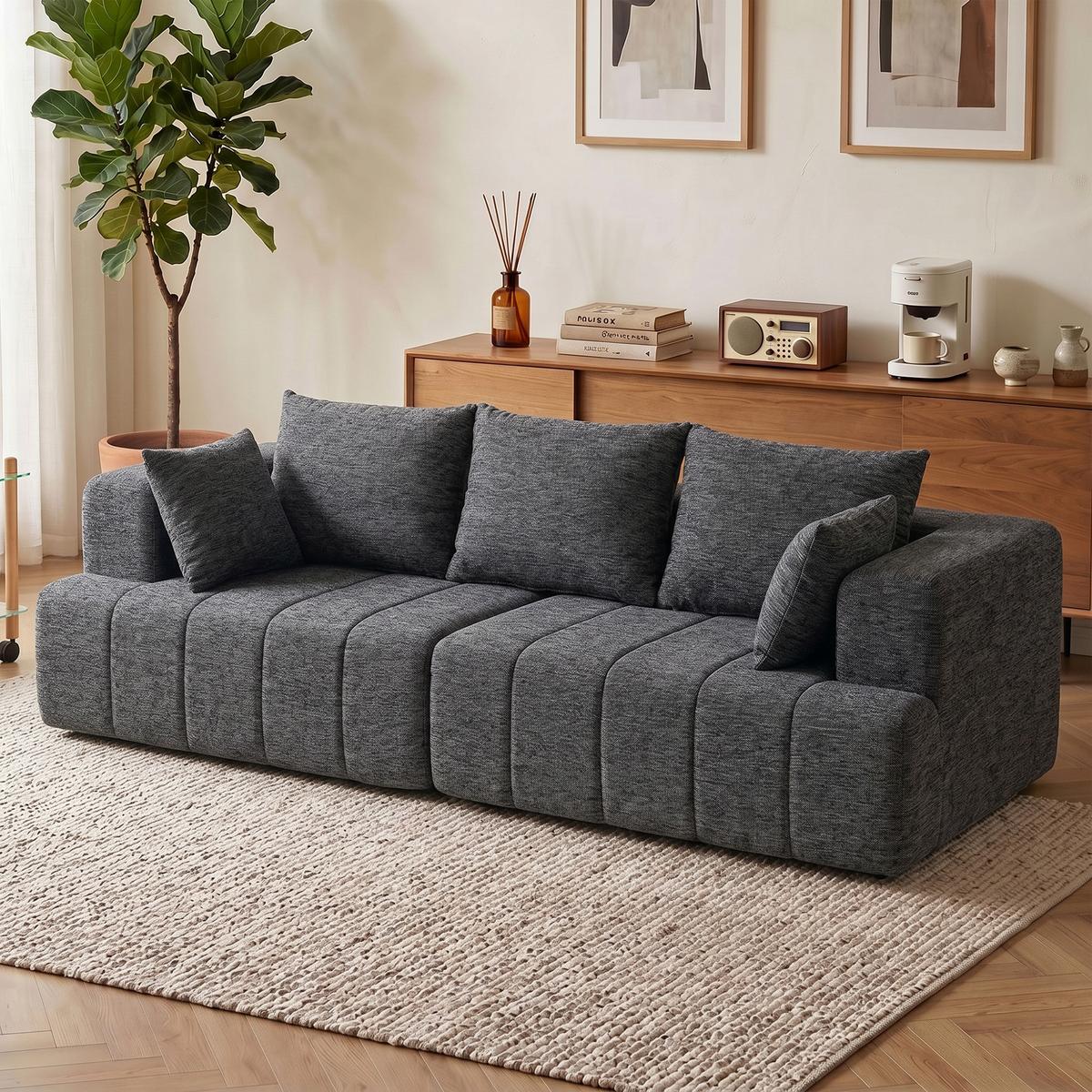 3-SITZER-SOFA Polyester Grau - Grau, Textil (104/87/248cm) - HOMCOM