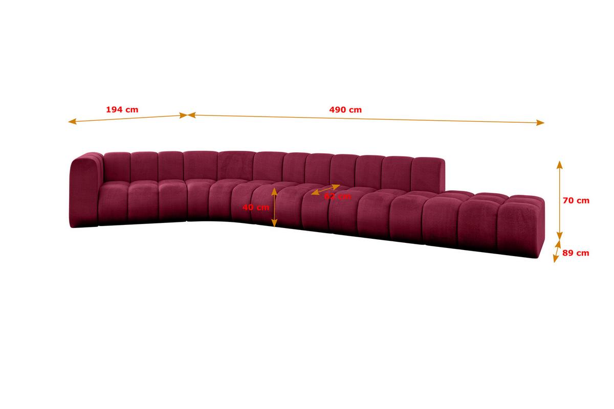 ECKSOFA modulares Sofa Tilmo-L2 - 490x194x70 cm Bordeauxrot - Bordeaux, Holzwerkstoff/Textil (490/194cm) - ALTDECOR