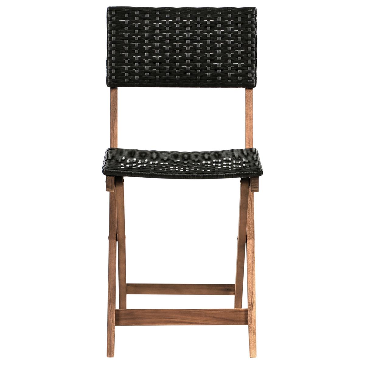 BISTRO-SET Akazienholz Braun/Schwarz Rivarotta - Braun, Holz - Beliani