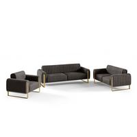 SOFASET Valerie 3-2-1 - Schwarz, Holzwerkstoff/Textil (228/79/90cm) - Fun Möbel