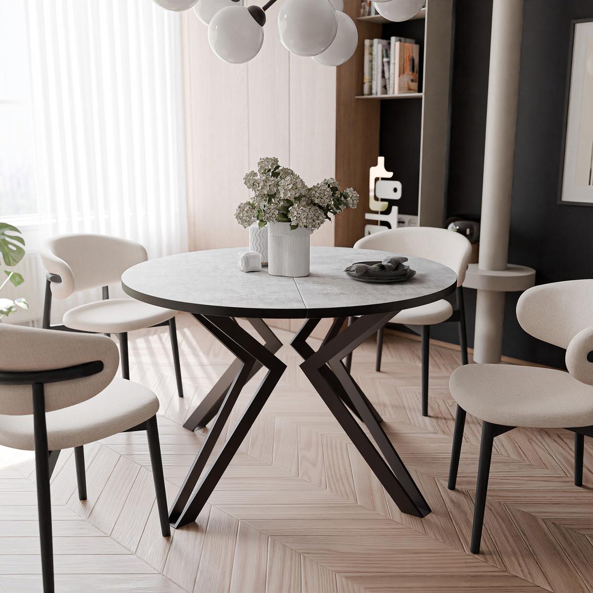 ESSTISCH ausziehbar aus MDF, Grau - Schwarz/Grau, Holzwerkstoff (120/120/76cm) - Idohome