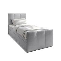 BOXBETT LEVENTE 90x200 cm mit Bettkasten und Matratze - Grau + TOPPER - Schwarz/Grau, Holz/Holzwerkstoff (90/200cm) - AX Living