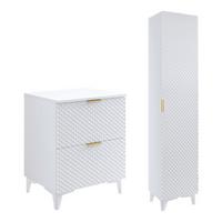 BADMÖBEL 60.4cm Cléa 2er-Set Weiß - Weiß, Holzwerkstoff (60.4/62.6/48.5cm) - Petits-meubles