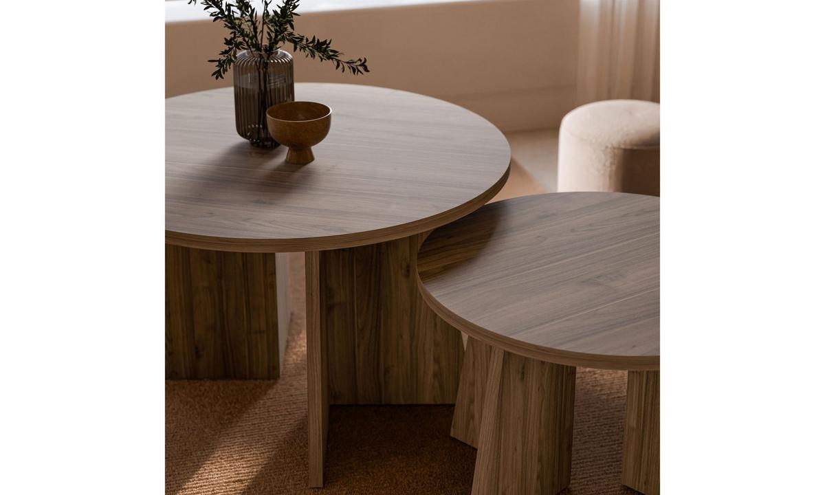 COUCHTISCH-SET MOCHA 2-teilig Ø 75/58 cm rund Nussbaum Royal - Nussbaumfarben, Holzwerkstoff (75/75/47cm) - Lookway