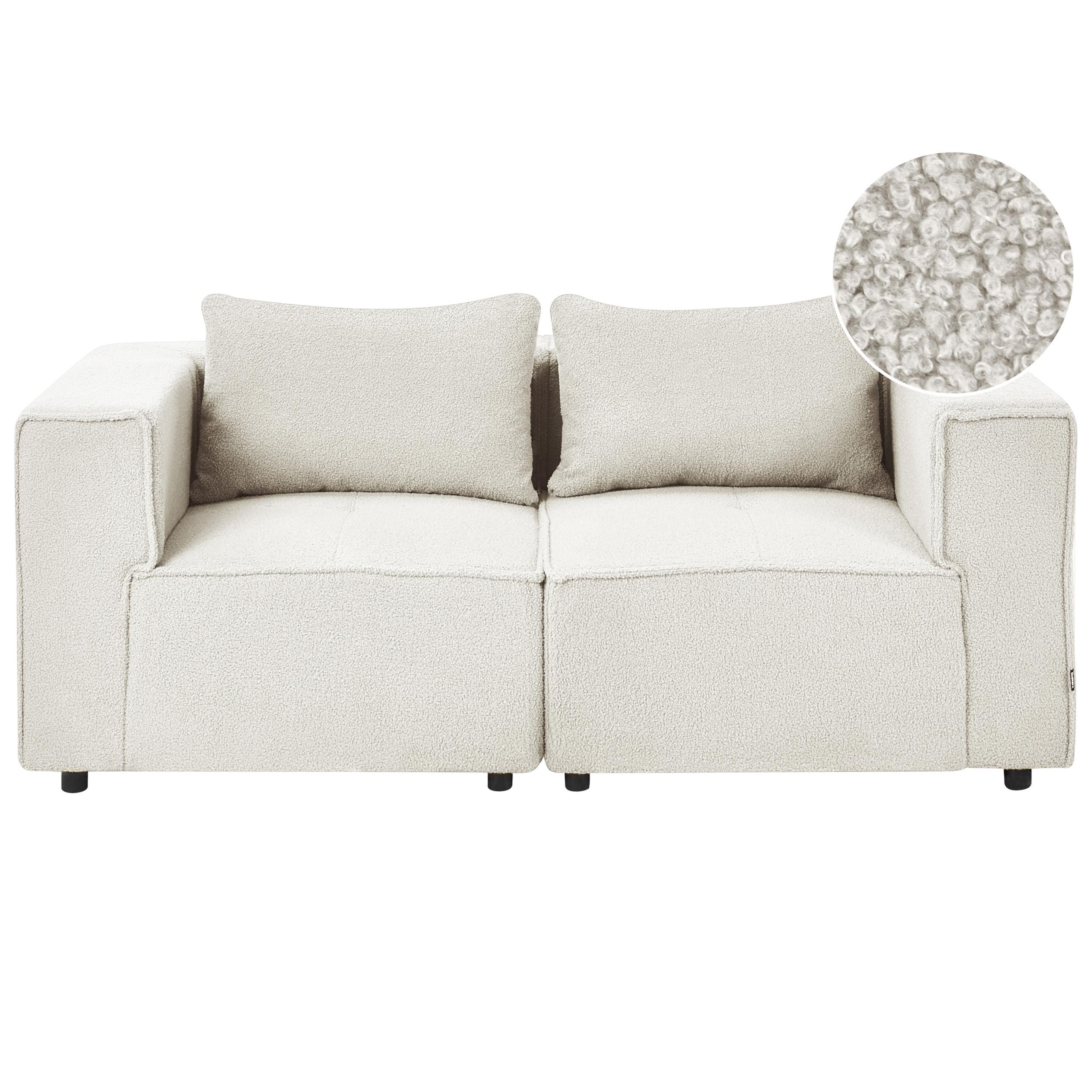MODULSOFA 2-Sitzer Cremeweiß Bouclé Axebo - Creme/Weiß, Textil (188/93/94cm) - Beliani