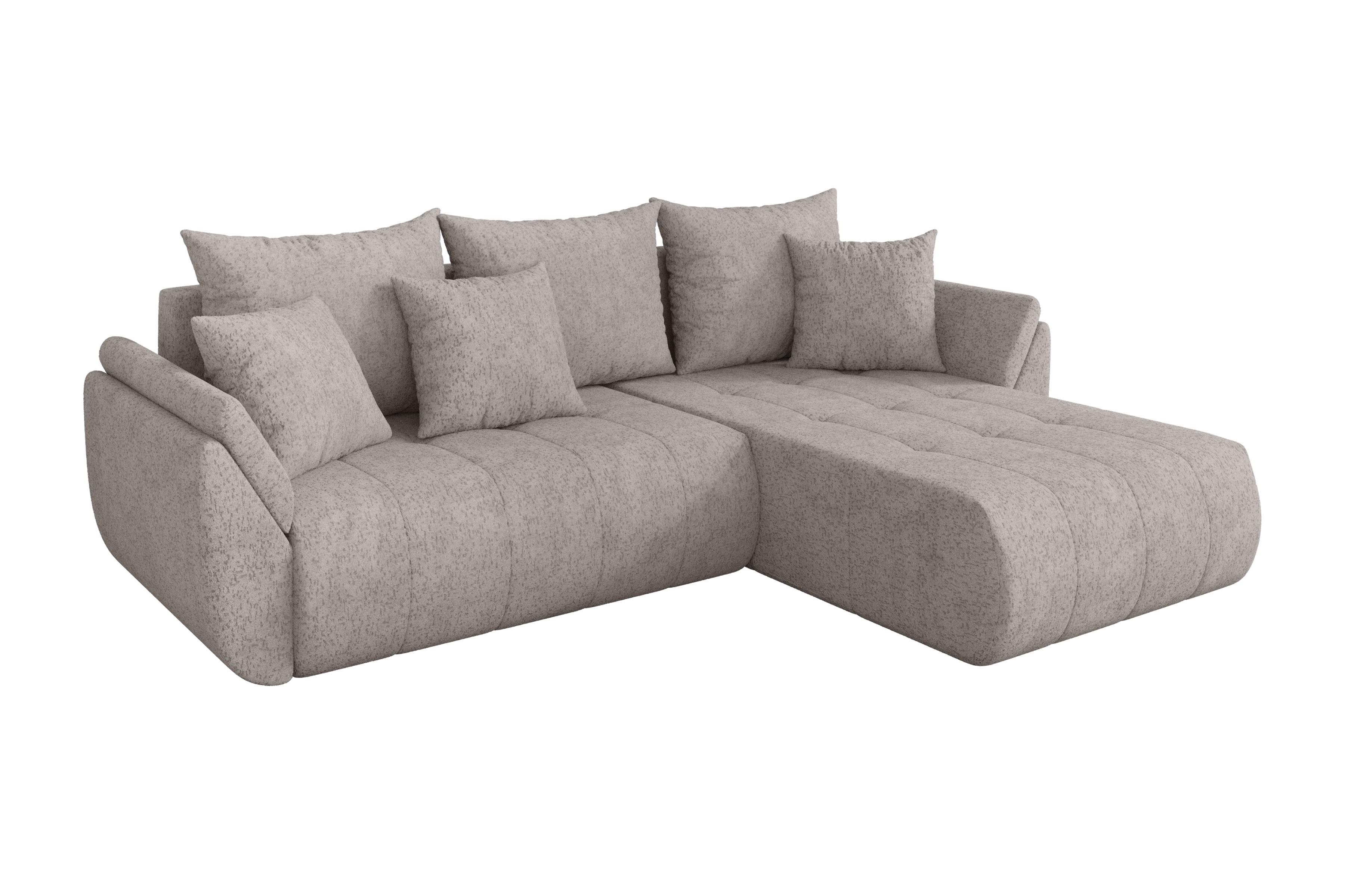 ECKSOFA mit Schlaffunktion Ottomane Rechts TOKO-L 277x194x86 Hellgrau Velours - Hellgrau/Schwarz, Holzwerkstoff/Kunststoff (277/194cm) - ALTDECOR