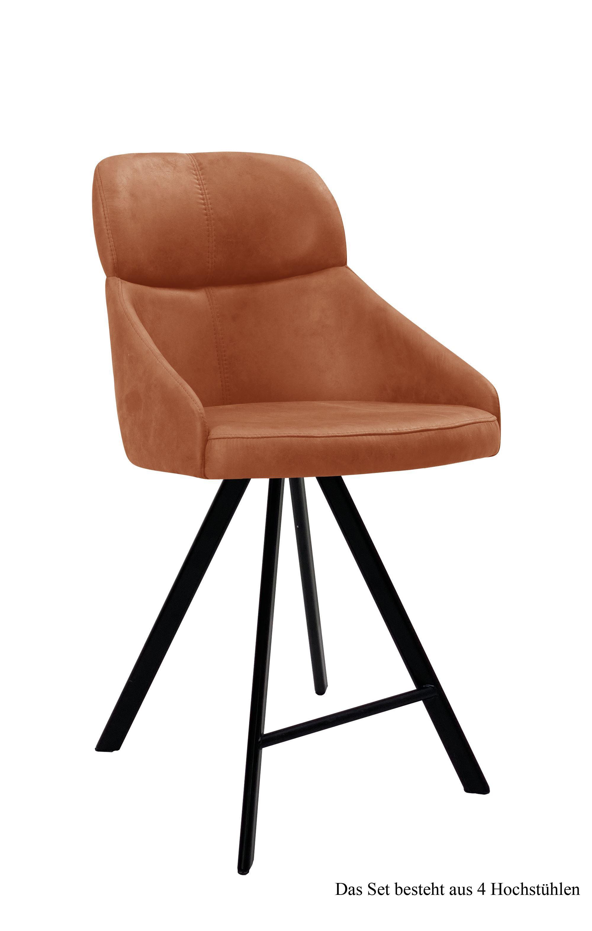 THEKENSTUHL (4er-Set) Derzhka 52x99x63 Schwarz/Cognac - Cognac/Schwarz, Kunststoff (63/99/52cm) - 58aufmkessel