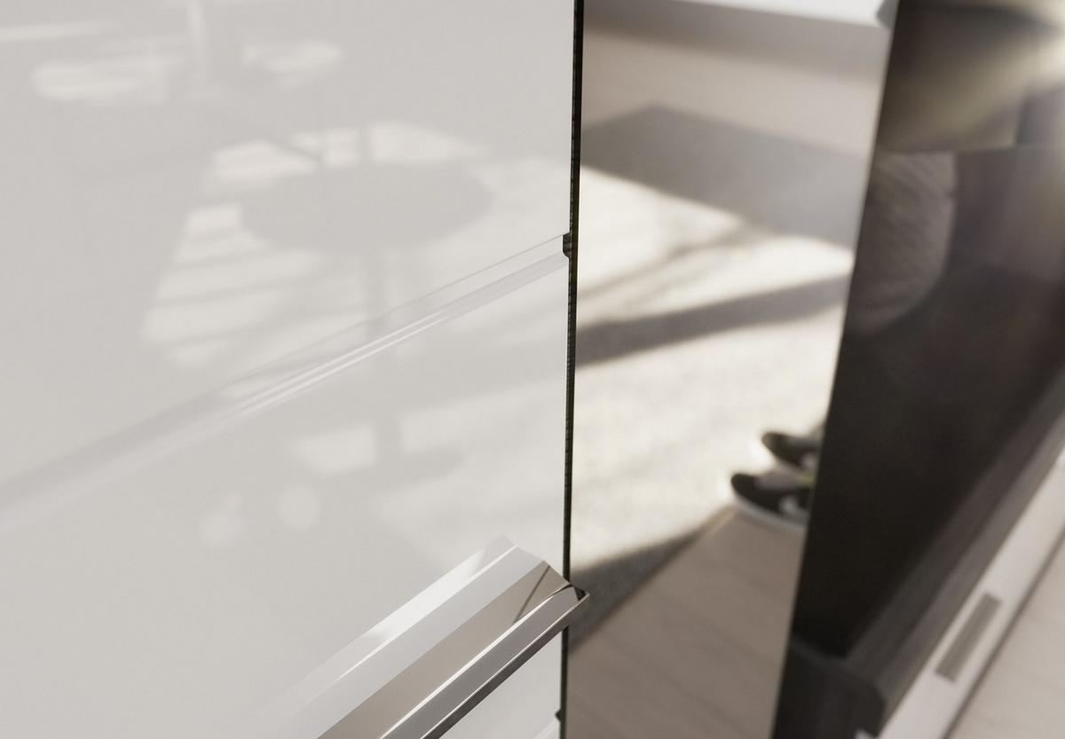 GARDEROBENSCHRANK weiß Hochglanz und grau 62 cm, Schuhschrank mit Spiegel - Chromfarben/Weiß Hochglanz, Glas/Holzwerkstoff (62/197/37cm) - Inn.Furn