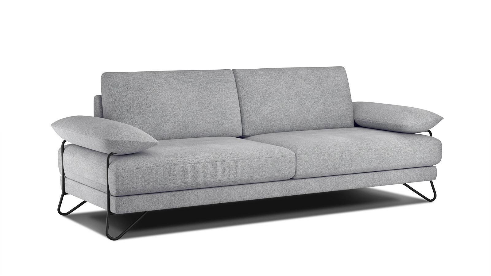 SOFA LORI 3-Sitzer, silberfarben - Silberfarben/Schwarz, Holzwerkstoff/Textil (245/87/96cm) - Wozimo