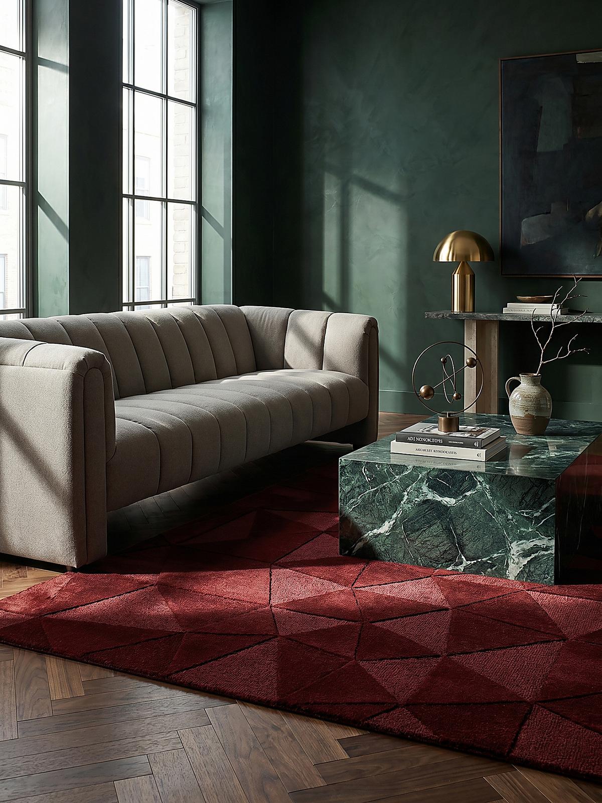 WOLLTEPPICH DEBEN, geometrisch, Rot, 120 x 170 cm - Rot, Textil (170/120cm) - KADIMA DESIGN
