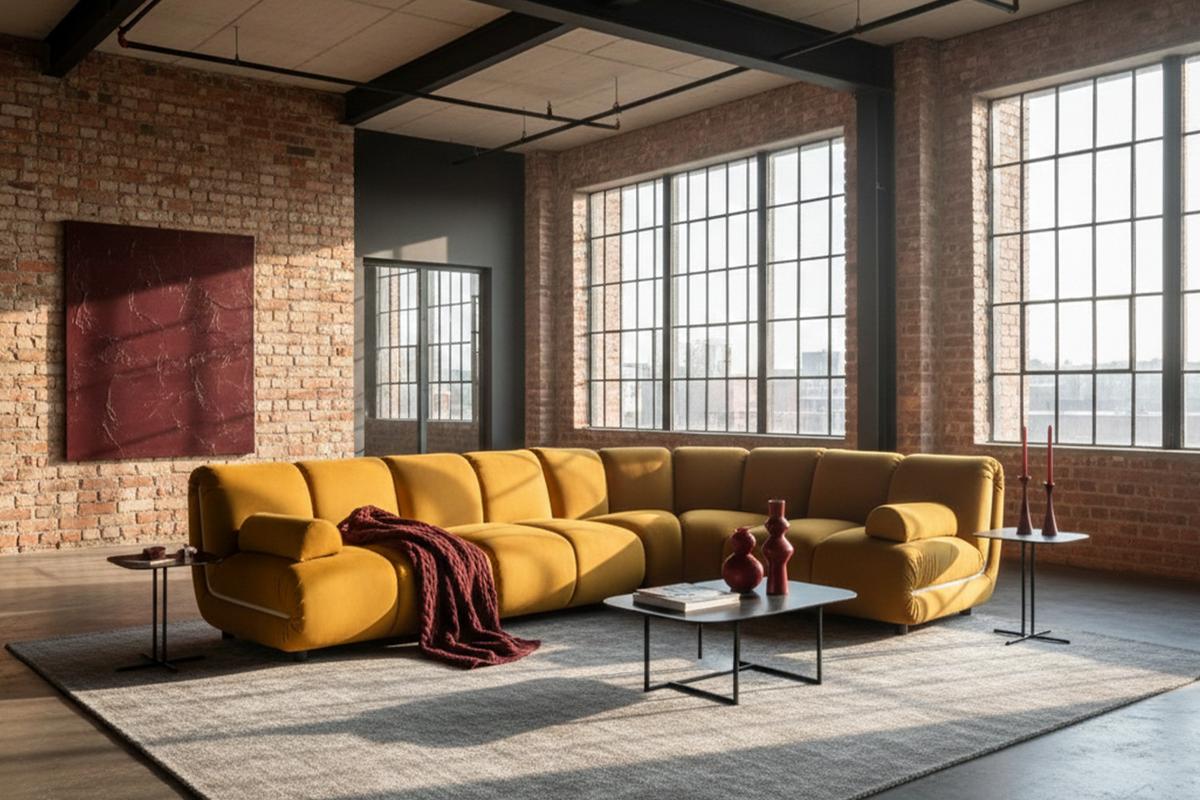 MODULSOFA LAYLA Gelb Velvet - Gelb/Schwarz, Buchenholz/Textil (305/213cm) - KAWOLA