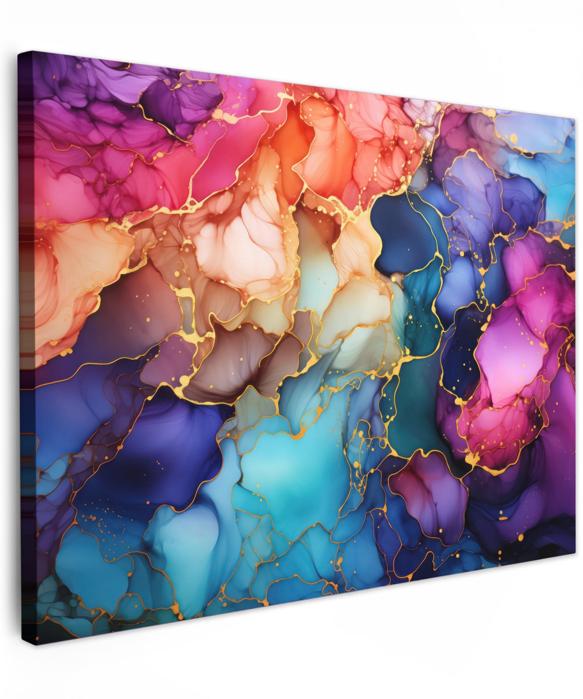 LEINWANDBILD Marmor - Bunt - Abstrakt Wandbild 40x30 cm - Multicolor, Textil (40/30cm) - MuchoWow