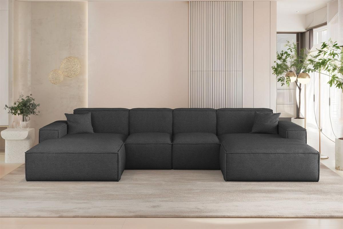WOHNLANDSCHAFT Celes Premium Xs Artico - Anthrazit, Holzwerkstoff/Textil (342/73/165cm) - Fun Möbel