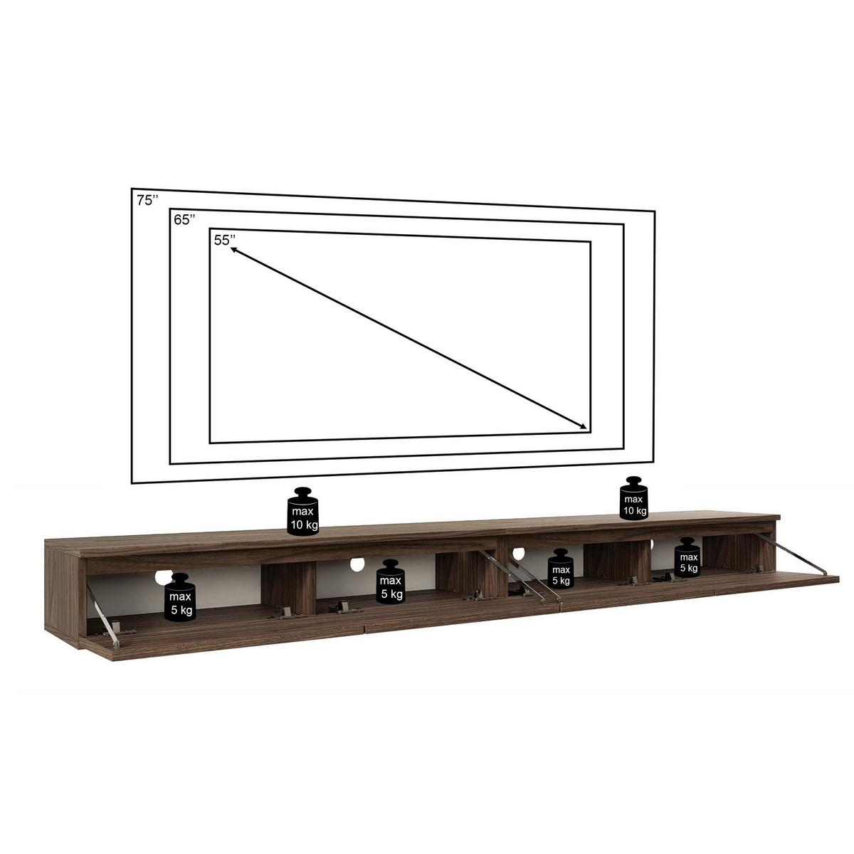 TV-LOWBOARD Bemmi Slim 4-türig, Holzoptik Walnuss Wisconsin, 200 cm - Dunkelbraun, Holzwerkstoff (200/18.2/31.6cm) - Selsey