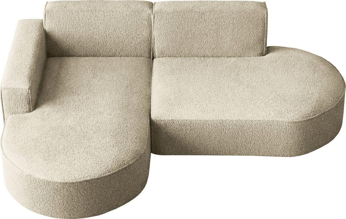ECKSOFA Hana L-Form 3-Sitzer Ecke Links, Boucle, Beige 241/73/168 cm - Beige/Schwarz, Textil/Metall (241/168cm) - WFL GROUP