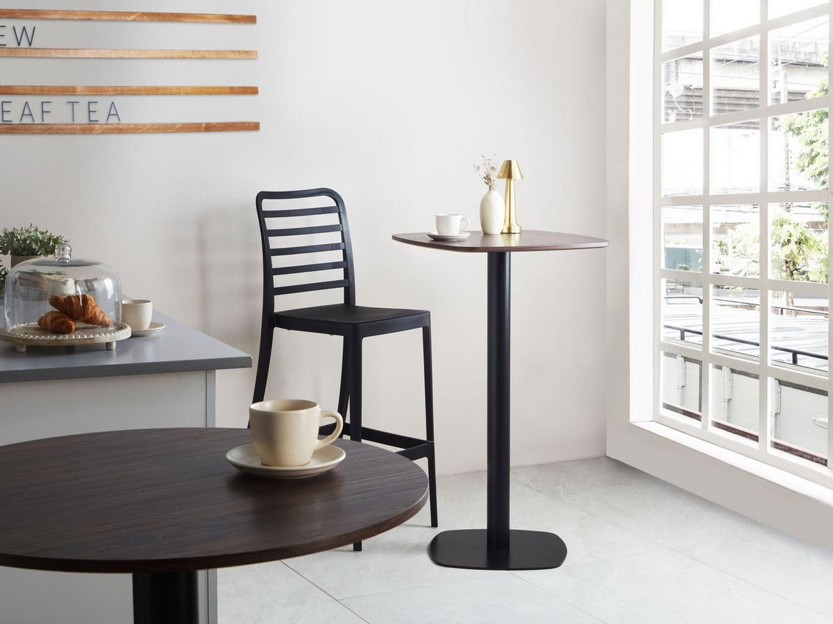 STEHTISCH Schwarz/Dunkelbraun 60/60 cm Morella - Dunkelbraun, Holzwerkstoff (60/60/103cm) - Beliani