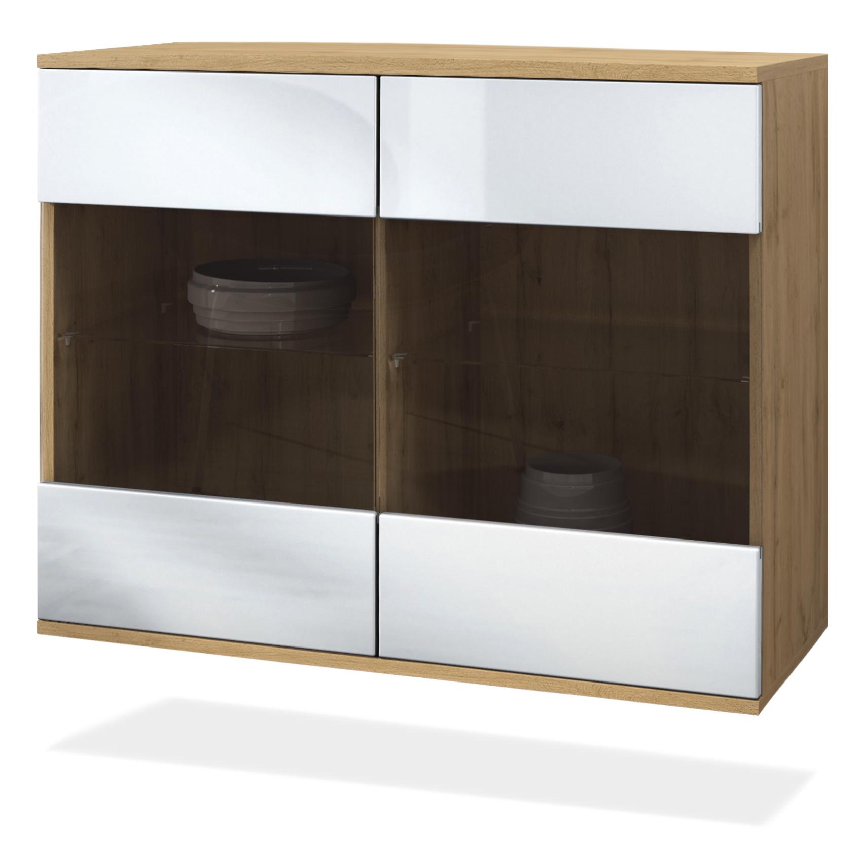 KOMMODE Bari Weiß Hochglanz - Weiß Hochglanz, Holzwerkstoff (92.5/73.5/35cm) - Vladon