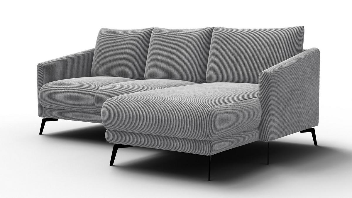 ECKSOFA VILT 3-Sitzer, hellgrau - Hellgrau/Schwarz, Holzwerkstoff/Textil (221/156cm) - Wozimo
