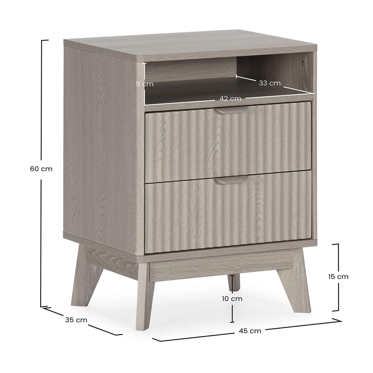 NACHTTISCH Oporton Eichenfarbe - Honigeiche, Holzwerkstoff (45/60/35cm) - VS Venta-stock