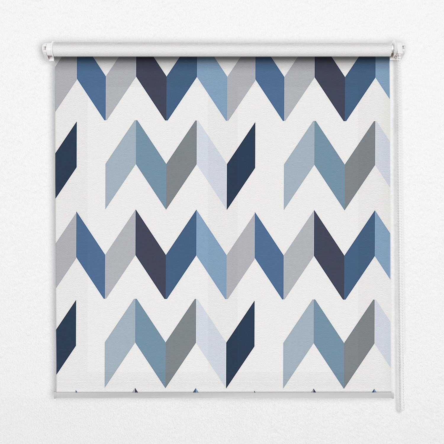 INNENROLLO - Fensterrollo - Rollo - 80x140 cm - Blaues Fischgrätmuster - Blau, Kunststoff (80/140/0.5cm) - TULUP