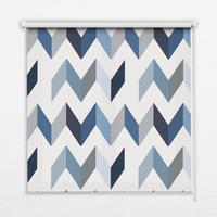 INNENROLLO - Fensterrollo - Rollo - 80x140 cm - Blaues Fischgrätmuster - Blau, Kunststoff (80/140/0.5cm) - TULUP