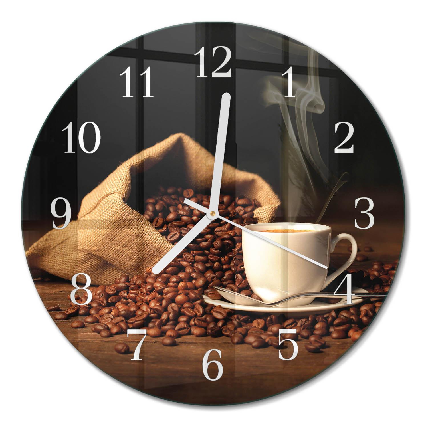 WANDUHR aus Glas Ø30 cm - Kaffeebohnen - Braun, Glas (30/30/0.4cm) - TULUP
