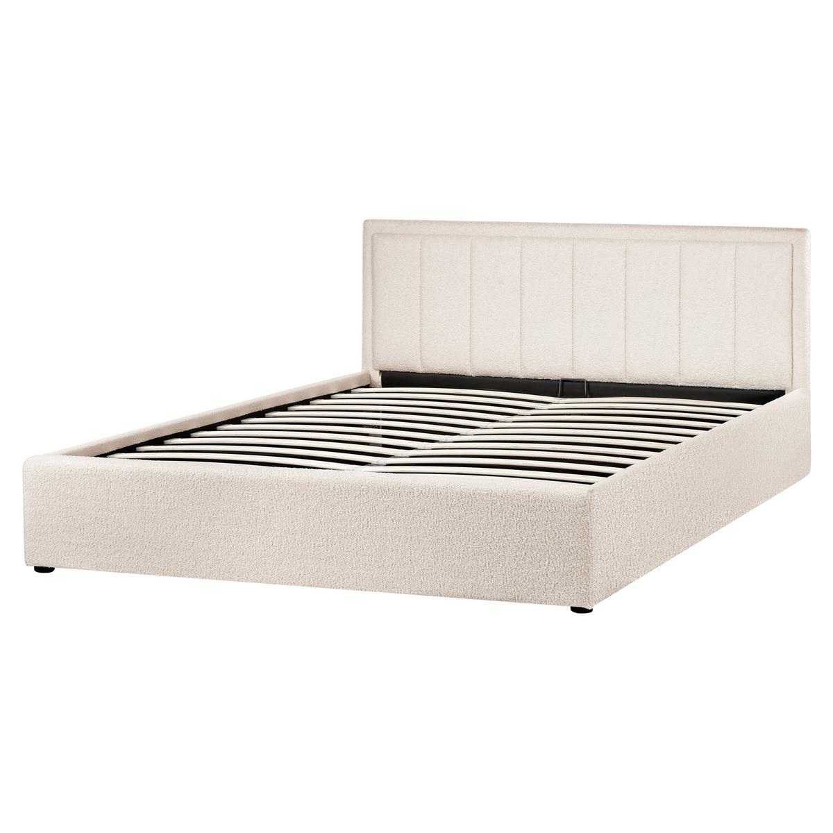 BETT mit Stauraum 160/200 cm Bouclé Beige Montlaur - Beige, Textil (160/200cm) - Beliani