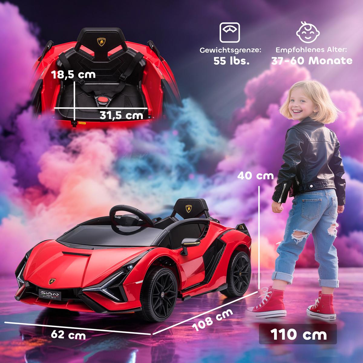 KINDERFAHRZEUG SUV-Auto-Spielzeug mit Fernbedienung Musik Rot - Rot, Metall (108/62/40cm) - HOMCOM